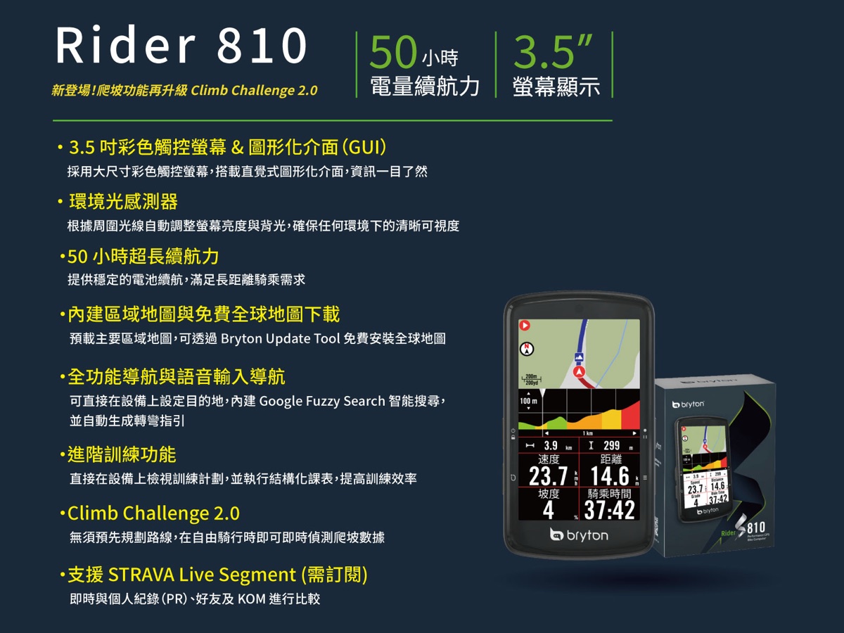 Bryton Rider S810 GPS 自行車碼錶產品照片 1