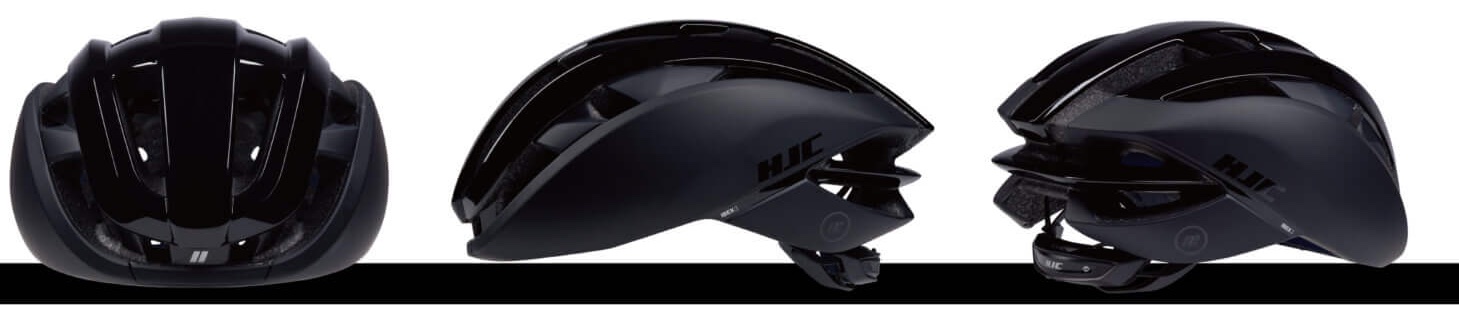 HJC IBEX 3 安全帽配色：極緻黑（正面、側面、後側）